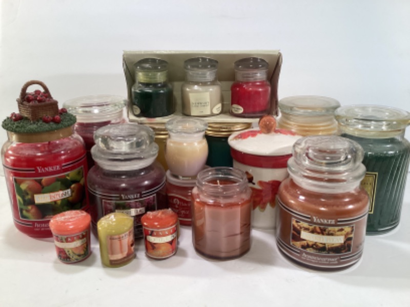 Photo 1 of ASSORTMENT OF CANDLES WITH VARIOUS SCENTS. LOT OF 13