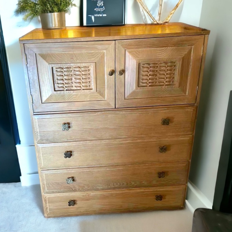 Photo 1 of VINTAGE 1940’s JAMESTOWN LOUNGE CO CERUSED TALL DRESSER 38x19x47