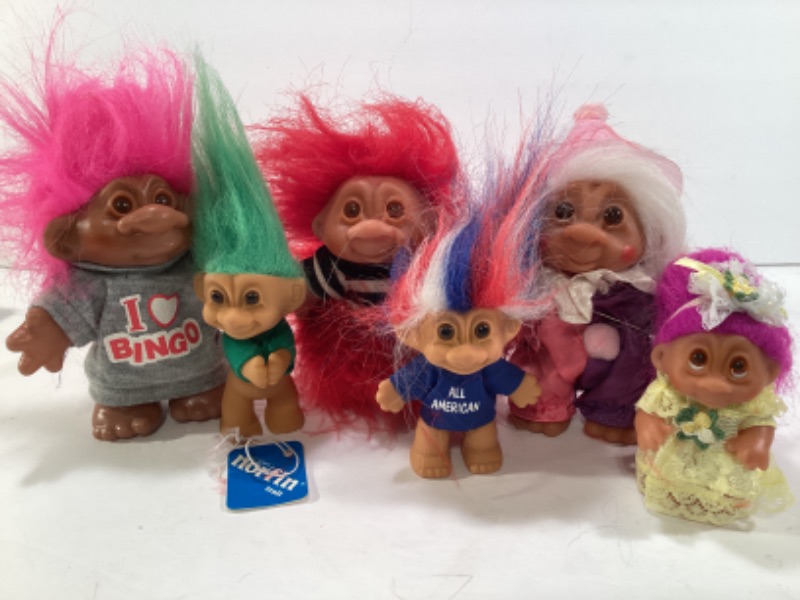 Photo 1 of VINTAGE D.A.M. 1986 & RUSS AND BERNIE COMPANY INC. TROLL DOLLS. LOT OF 6