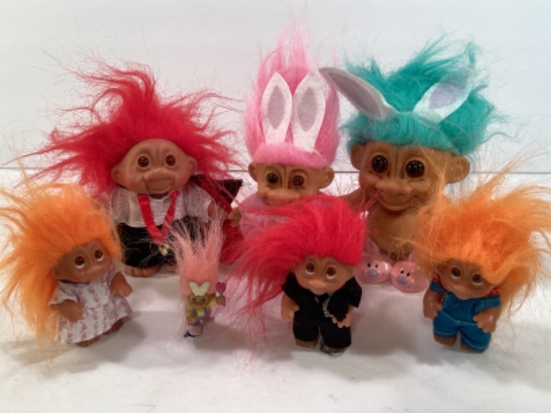 Photo 2 of VINTAGE TROLLS MADE BY RUSS BERNIE AND COMPANY INC. AND D.A.M. 1986 TROLL DOLLS. LOT OF 7