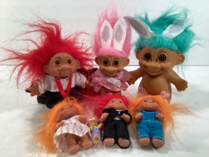 Photo 1 of VINTAGE TROLLS MADE BY RUSS BERNIE AND COMPANY INC. AND D.A.M. 1986 TROLL DOLLS. LOT OF 7