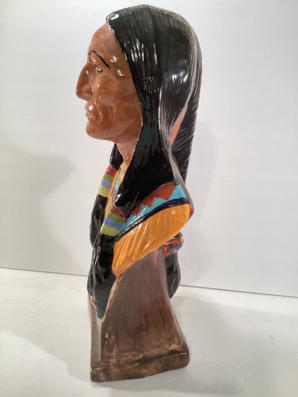 Photo 2 of VINTAGE NATIVE AMERICAN INDIAN CHIEF HAND MADE GLAZED POTTERY H-17”