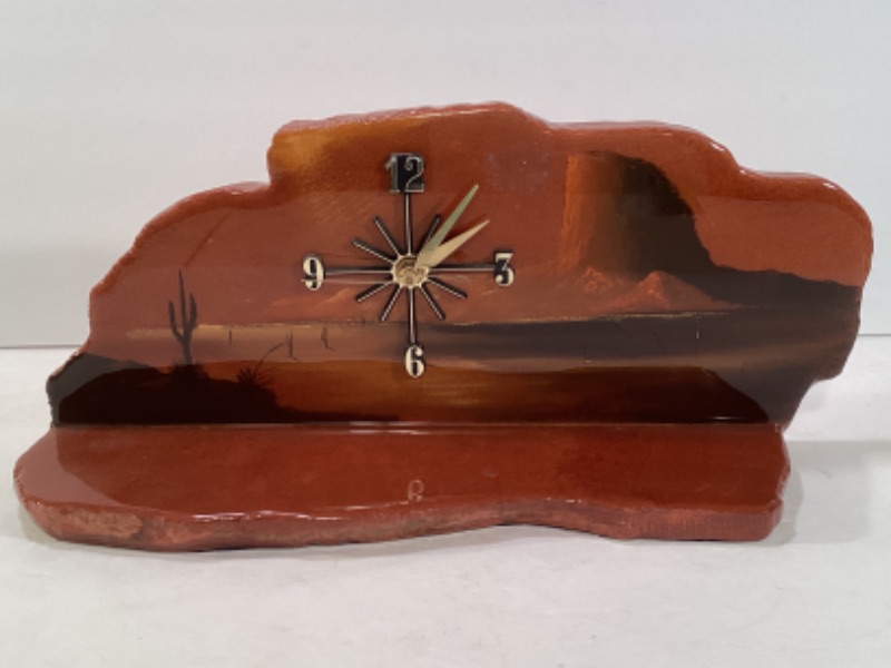 Photo 1 of SANDSTONE WALL CLOCK WITH SHELF 24”x 4” H7”