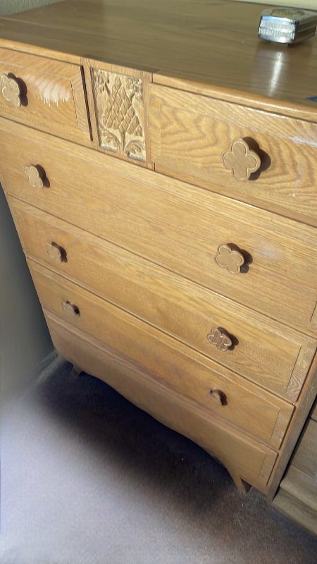 Photo 1 of 6 DRAWER DRESSER WITH INTRICATE DESIGN AND HANDMADE HANDLES 35”x 20”x 47”