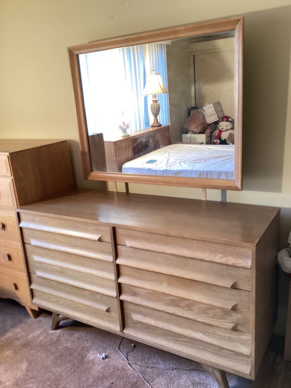 Photo 2 of MID-CENTURY MODERN JACK VAN DER MOLEN LOWBOY 10 DRAWER DRESSER WITH MIRROR 44”x 34” VERY RARE 58”x 20”x 33”