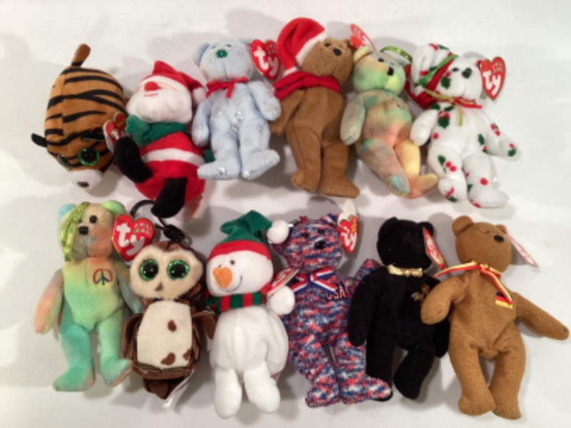 Photo 1 of 12 TY JINGLE BEANIES & TEENY BEANIES NOS W/TAGS