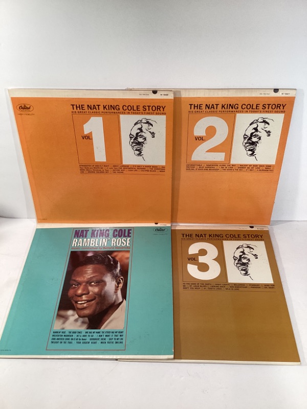 Photo 2 of THE NAT KING COLE STORY VOLUME 1-3 & RAMBLIN’ ROSE VINYL RECORDS