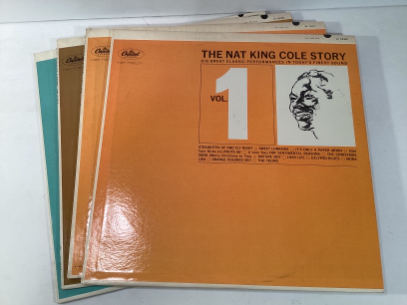 Photo 1 of THE NAT KING COLE STORY VOLUME 1-3 & RAMBLIN’ ROSE VINYL RECORDS