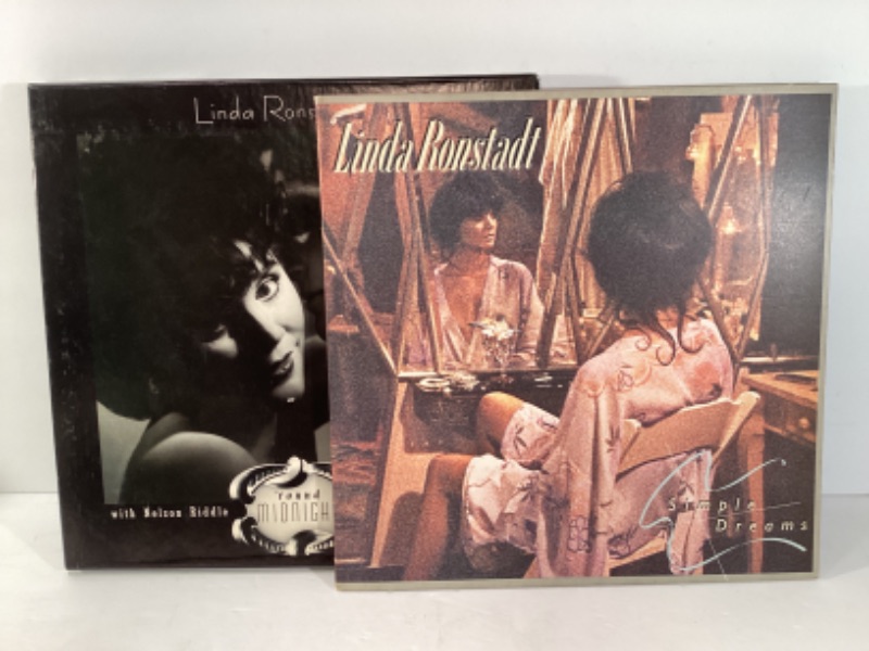 Photo 1 of LINDA RONSTADT - SIMPLE DREAMS & ROUND MIDNIGHT VINYL RECORD AND 3 CASSETE TAPE COLLECTION