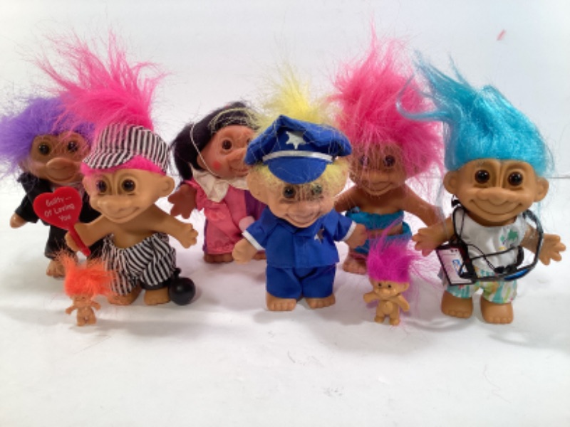 Photo 1 of VINTAGE D.A.M. & RUSS AND BERNIE COLLECTION INC. TROLL DOLLS. LOT OF 8