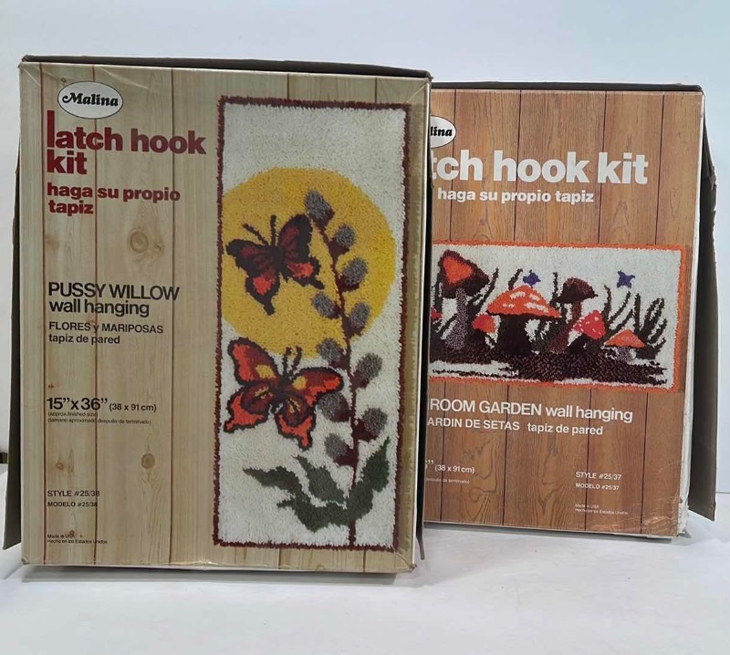 Photo 1 of VINTAGE MUSHROOMS AND BUTTERFLIES MALINA LATCH HOOK KITS