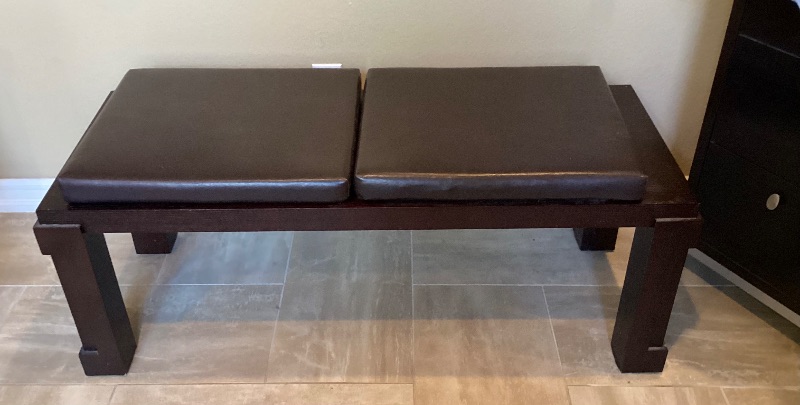 Photo 2 of SOLID WOOD BENCH SEAT WITH REMOVABLE CUSHIONS 44 X 18 X 18