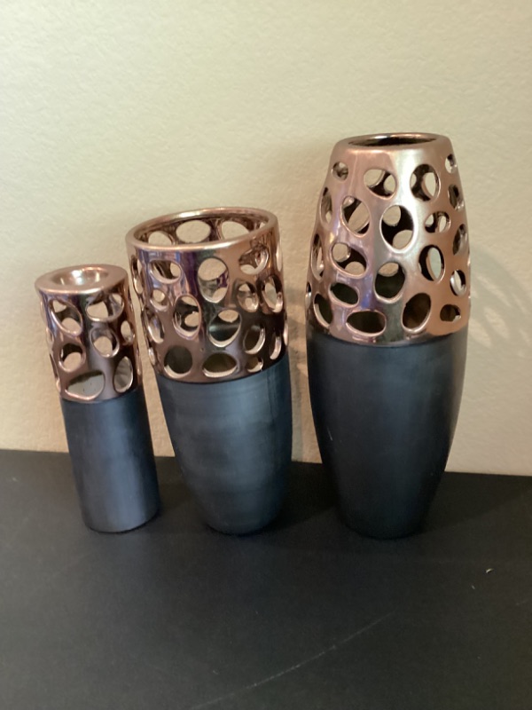 Photo 2 of DECORATIVE VASES & CANDLE HOLDER 
TALLEST IS 14”