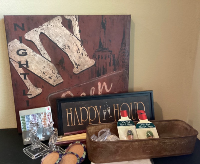 Photo 1 of HAPPY HOUR BAR ACCESSORIES, COASTERS, WINE CHARMS, WALL DECOR & MORE