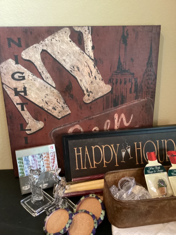 Photo 2 of HAPPY HOUR BAR ACCESSORIES, COASTERS, WINE CHARMS, WALL DECOR & MORE