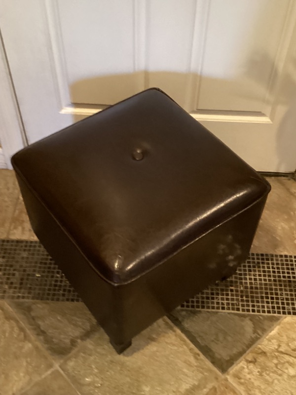 Photo 3 of BROWN SOFT TOP OTTOMAN - 18 X 18 X 17