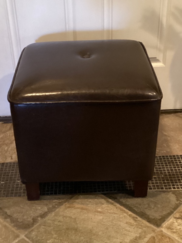 Photo 2 of BROWN SOFT TOP OTTOMAN - 18 X 18 X 17