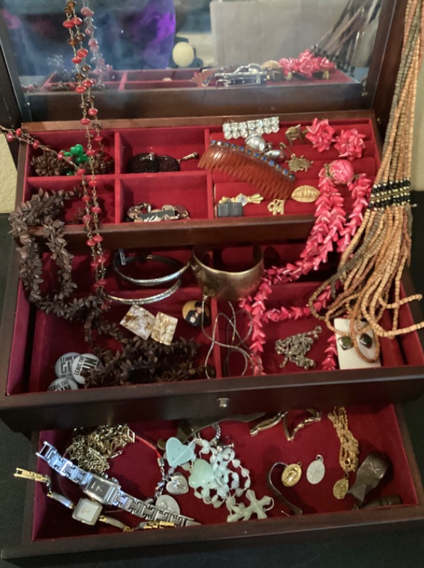 Photo 2 of JEWELRY BOX & COSTUME JEWELRY- NECKLACES, EARRINGS BRACELETS AND MORE