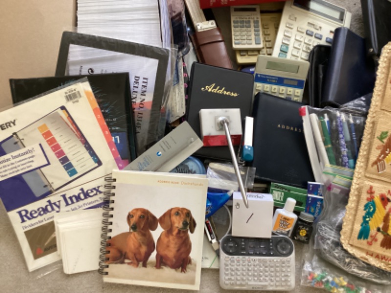 Photo 3 of OFFICE SUPPLIES, CALCULATORS, VINTAGE SLIDE RULE & MORE