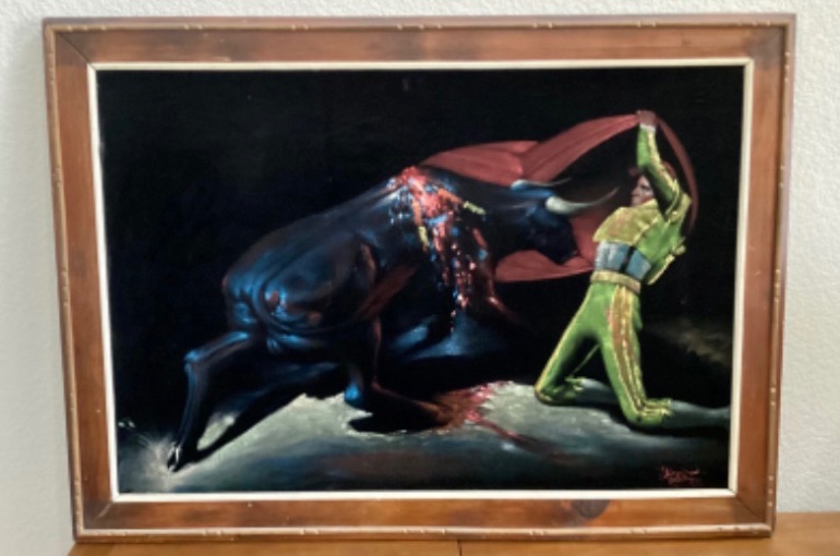 Photo 1 of VINTAGE VELOUR BULLFIGHTER SIGNED BY ARTIST PAINTING
41” X 29