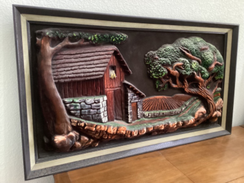 Photo 3 of VINTAGE 3 D ASIAN MOLDED PLASTIC  WALL ART 50” X 28”