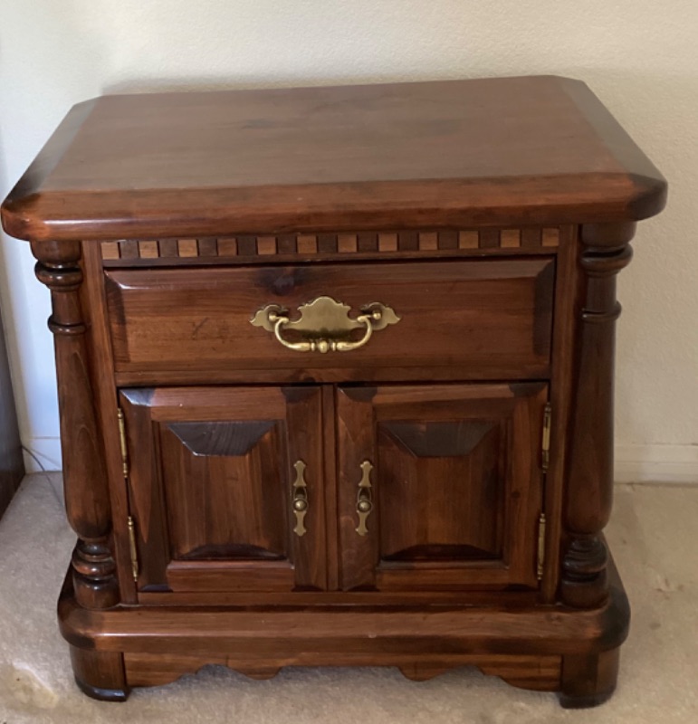 Photo 1 of ETHAN  ALLEN SOLID WOOD BEDSIDE TABLE 27 X 17 X 25.5 - MORE OF THIS SET IN AUCTION