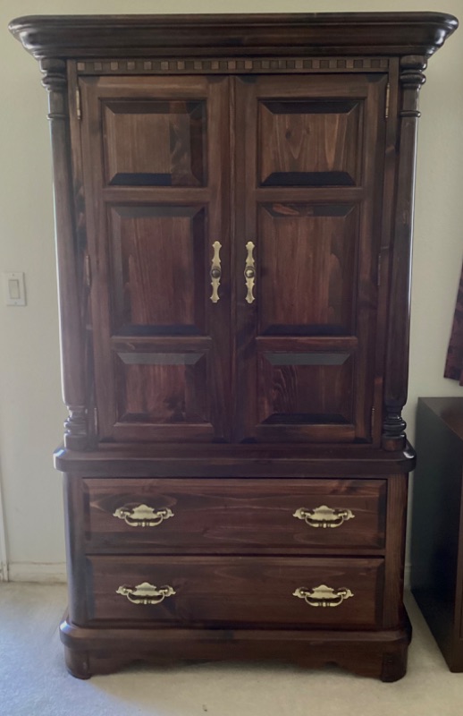 Photo 1 of ETHAN ALLEN  SOLID WOOD ARMOIRE 44” X 20” X 72  - MORE OF SET IN AUCTION