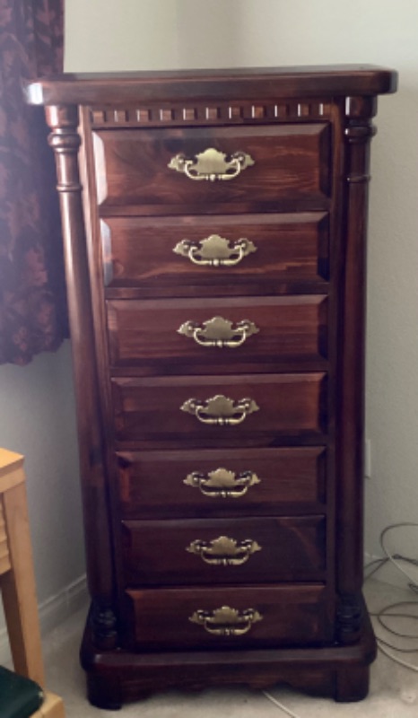 Photo 1 of ETHAN ALLEN SOLI WOOD TALL DRESSER 27”X 17” X 52 - MORE IN AUCTION