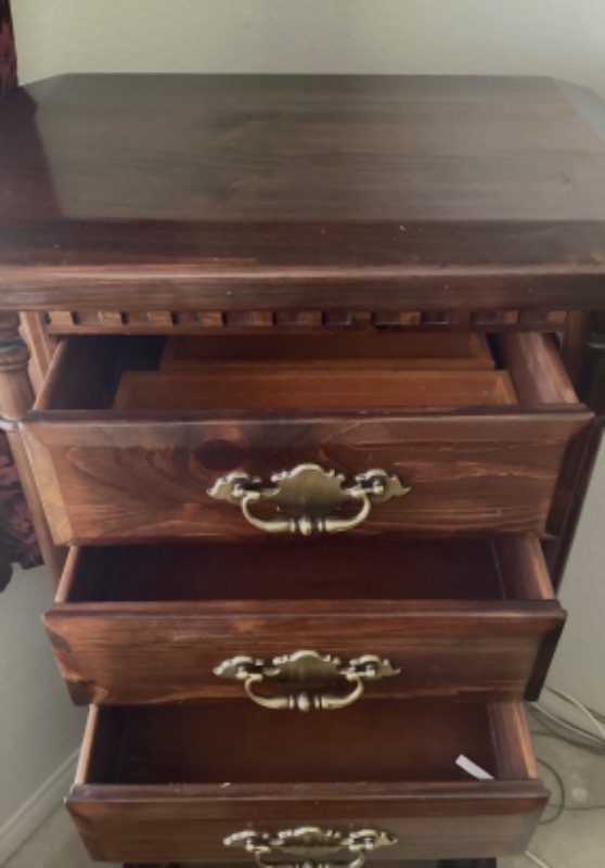 Photo 1 of ETHAN ALLEN SOLI WOOD TALL DRESSER 27”X 17” X 52 - MORE IN AUCTION