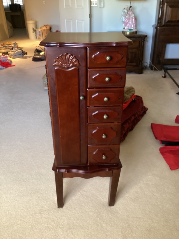 Photo 3 of MAHOGANY WOOD JEWELRY CHEST 16x12x40 