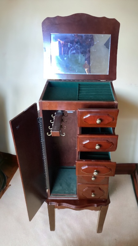 Photo 2 of MAHOGANY WOOD JEWELRY CHEST 16x12x40 