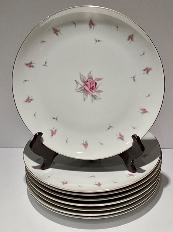 Photo 1 of VINTAGE MEITO MADE IN JAPAN ROSE CHINTZ 10 “ DINNER PLATES - MORE OF THIS PATTERN IN AUCTION