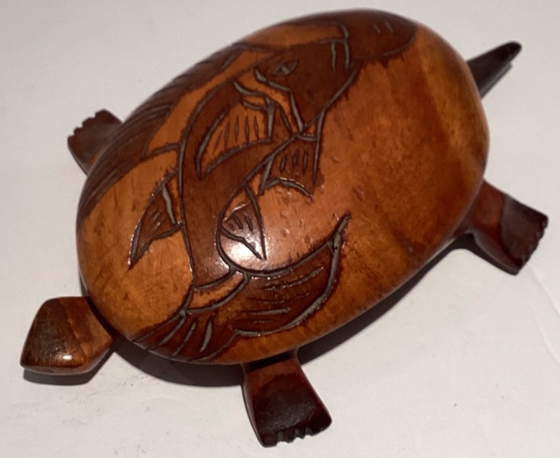 Photo 1 of VINTAGE HAND CARVED TURTLE TRINKET BOX