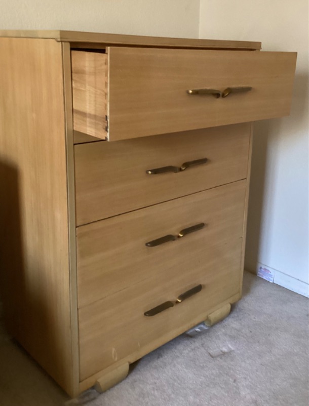 Photo 4 of MID CENTURY MODERN 4 DRAWER TALL BOY DRESSER 32”X 18 X 43”