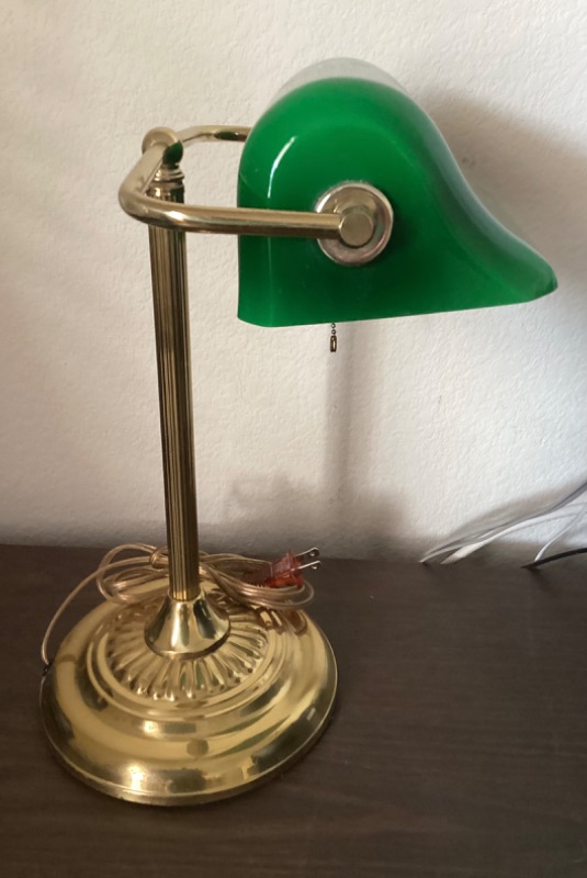 Photo 4 of 1960’s VINTAGE EMERALDITE SHADE SOLID BRASS BANKERS DESK LAMP