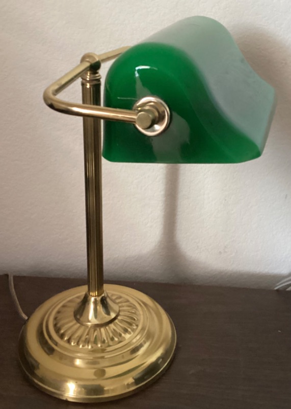 Photo 3 of 1960’s VINTAGE EMERALDITE SHADE SOLID BRASS BANKERS DESK LAMP