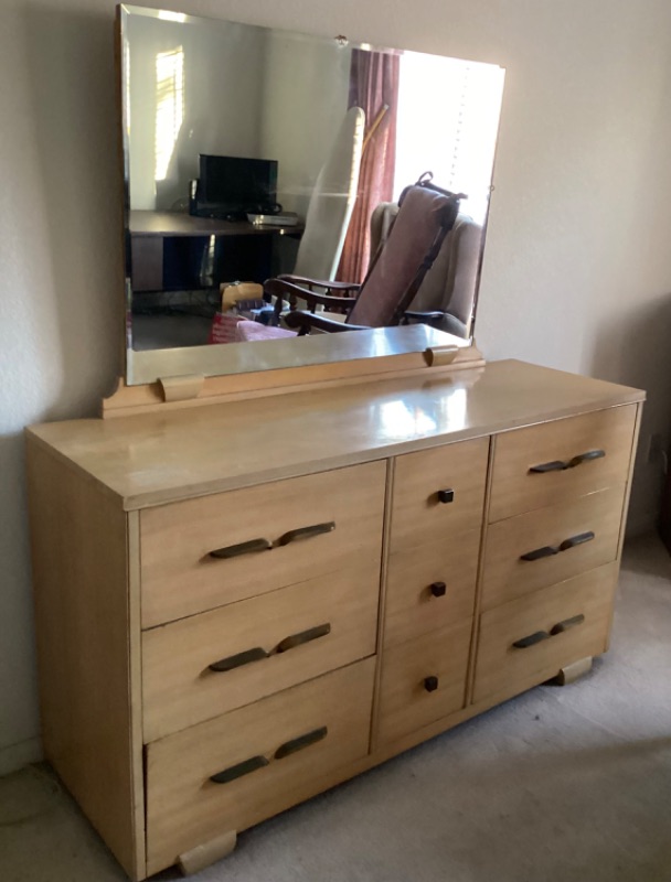 Photo 5 of MID CENTURY 9 DRAWER DRESSER W/ MIRROR - 56 X 18 X 31