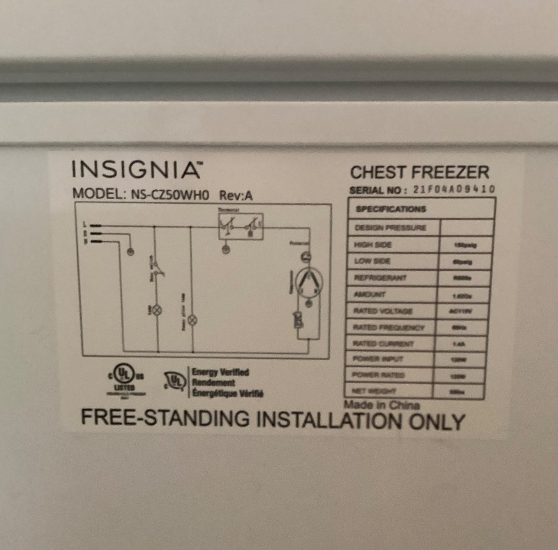 Photo 3 of INSIGNIA CHEST FREEZER