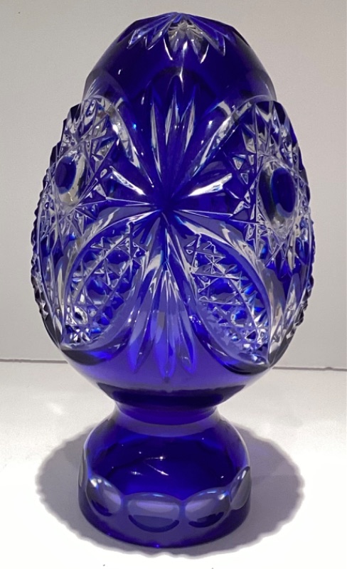 Photo 3 of VINTAGE GUSEV CRYSTAL FACTORY CUT TO CLEAR COBALT BLUE EGG & MORE