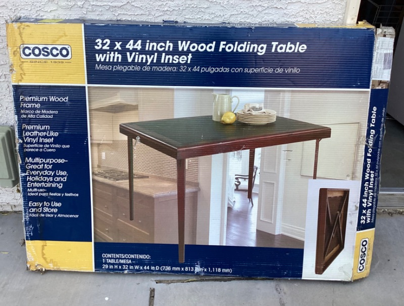 Photo 1 of COSCO WOOD FOLDING TABLE WITH VINYL INSET 33x44