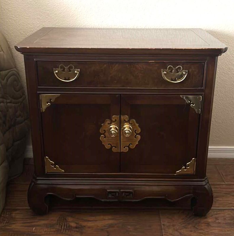 Photo 1 of VINTAGE HERITAGE MAHOGANY NIGHTSTAND W GOLD HARDWARE   27” x 17” H26”