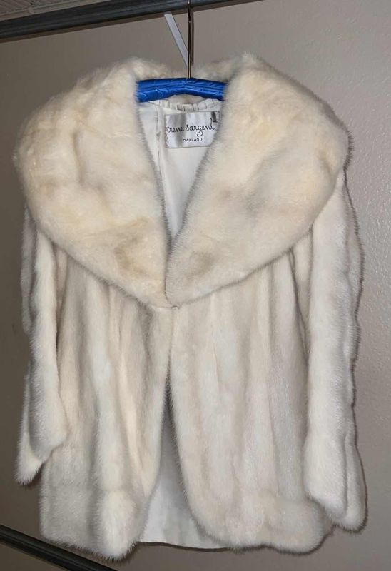 Photo 1 of VINTAGE DESIGNER IRENE SARGENT WHITE SHORT FUR COAT