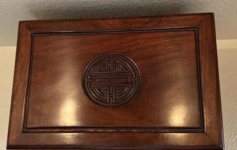 Photo 3 of MAHOGANY JEWELRY BOX W BRASS TRIM 