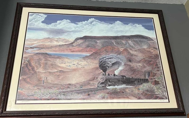 Photo 1 of WALL DECOR - SIGNED NUMBERED’ “THE IRON HORSES OF THE BLACK CANYON” FRAMED ARTWORK 43” x 32”