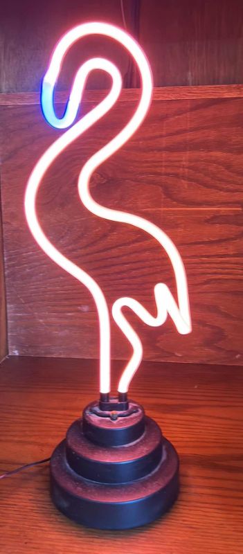 Photo 1 of 19” NEON FLAMINGO HOME DECOR - PINK WITH BLUE BEAK