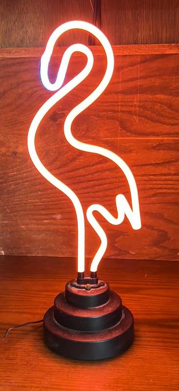 Photo 4 of 19” NEON FLAMINGO HOME DECOR - PINK WITH BLUE BEAK