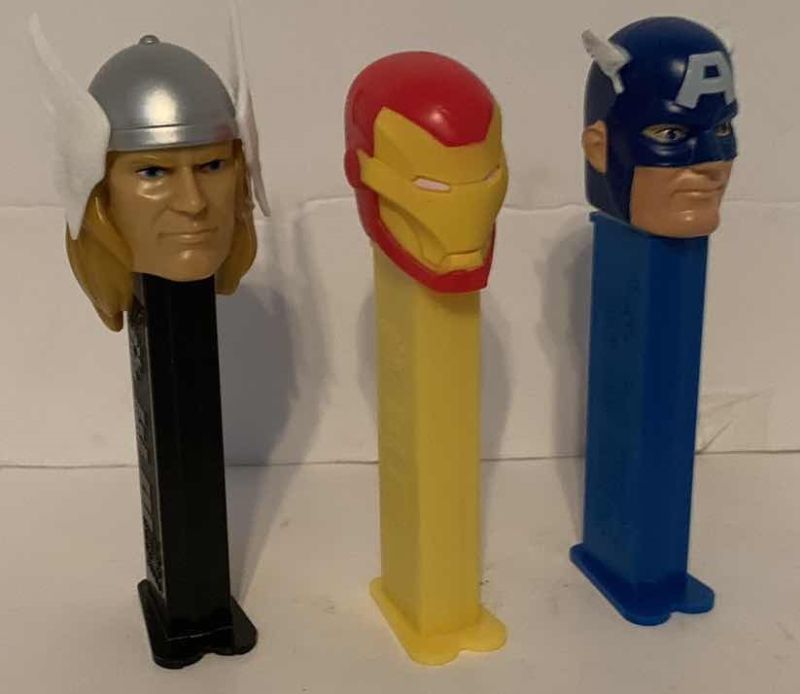 Photo 1 of PEZ MARVEL COMICS THOR, IRON MAN, AND CAPTAIN AMERICA