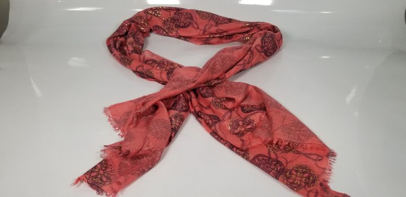 Photo 1 of PINK SALMON CORAL SCARF WITH DESIGN NEW