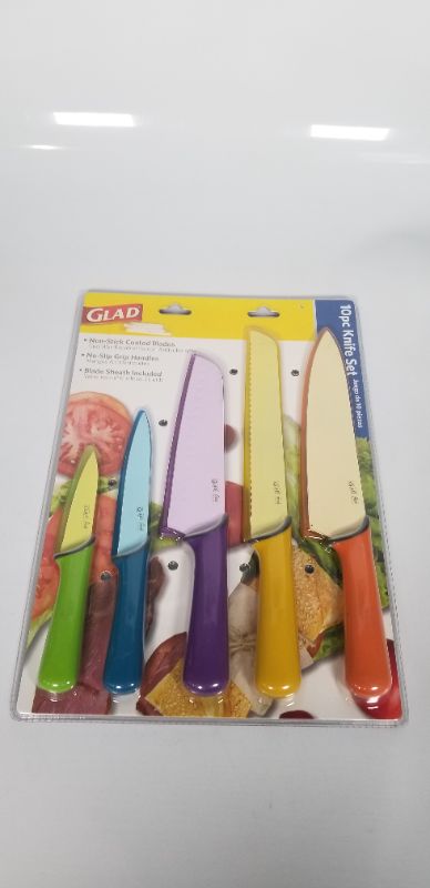 Photo 3 of 10 PC KNIFE SET NON STICK COATED BLADES, NON SLIP GRIP HANDLES, BLADE SHEATH INCLUDED NEW 