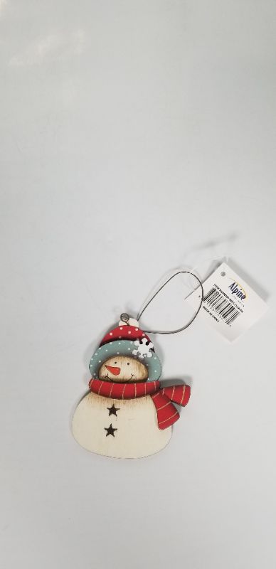 Photo 1 of WOOD SNOWMAN CHRISTMAS ORNAMENT  NEW